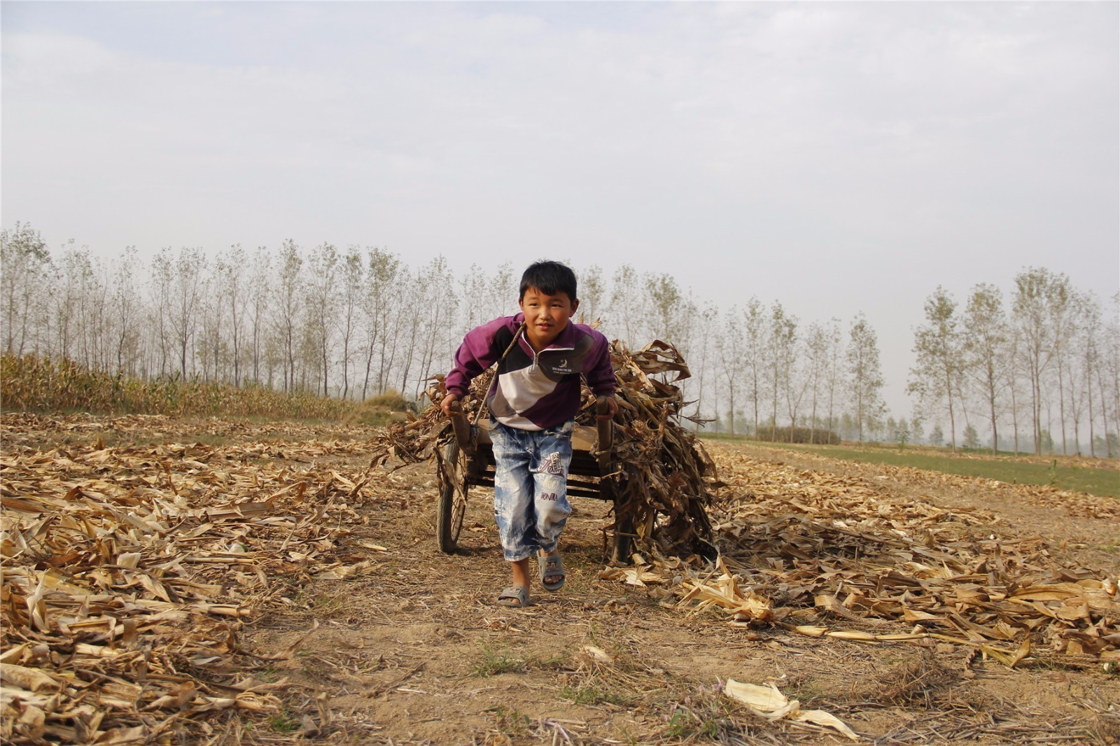 【转】北京时间 农村孩子这样生活:手拉排车随母亲出摊